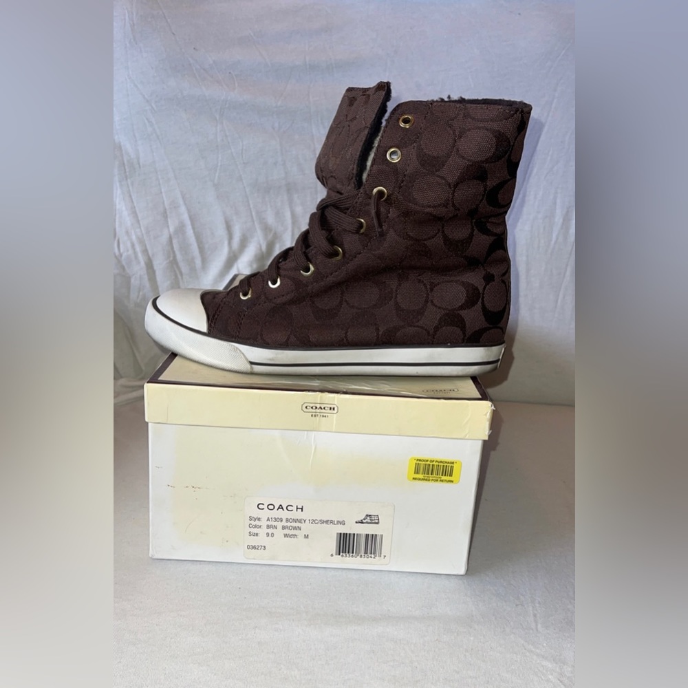 Coach Classic Canvas High Top Tennis Shoes - Picture 6 of 8